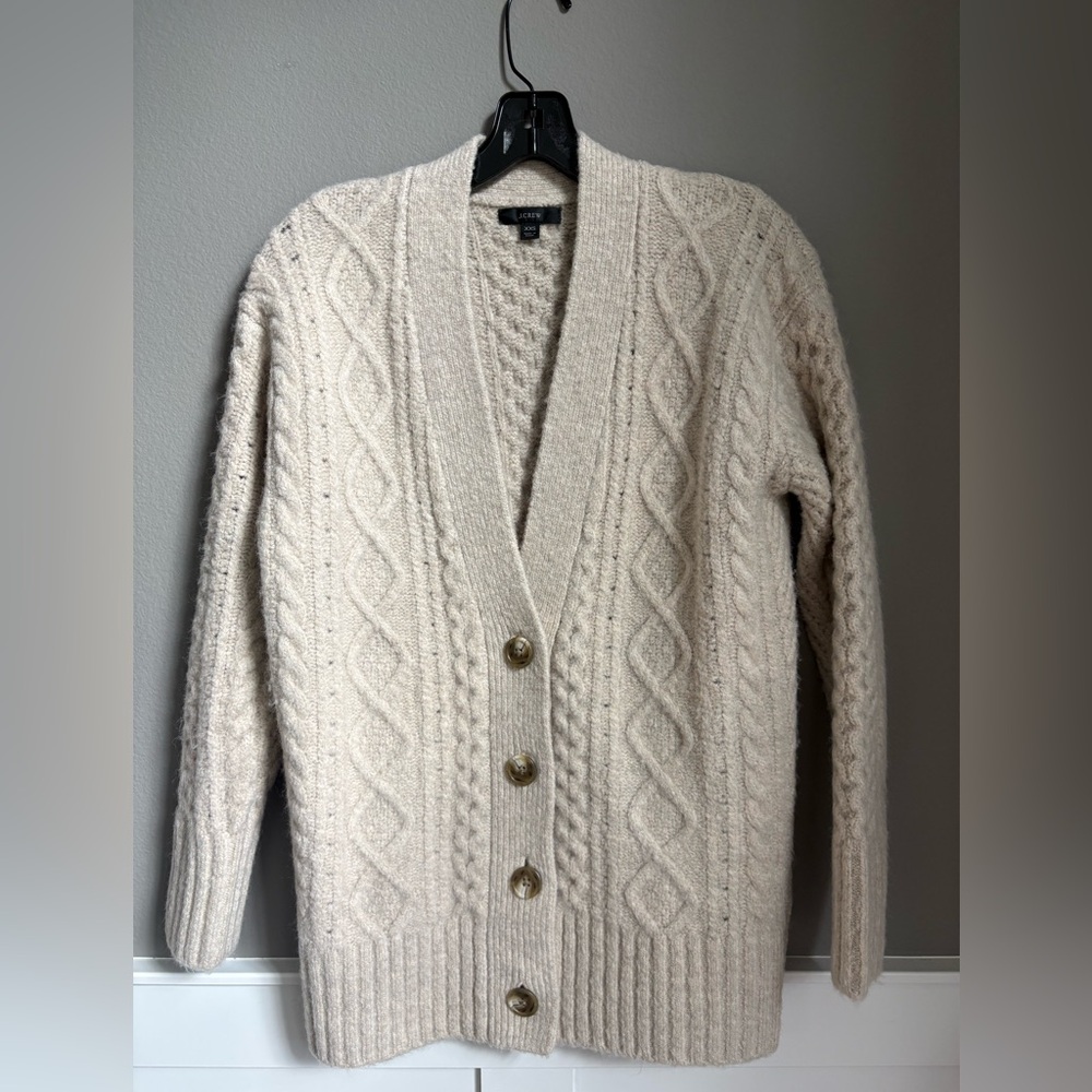 J. Crew Women's Cable Knit Cardigan in Heather Light stone